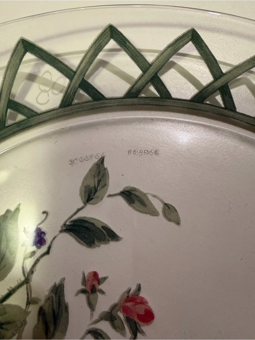 Arcoroc France Floral Design Glass Plate Platter